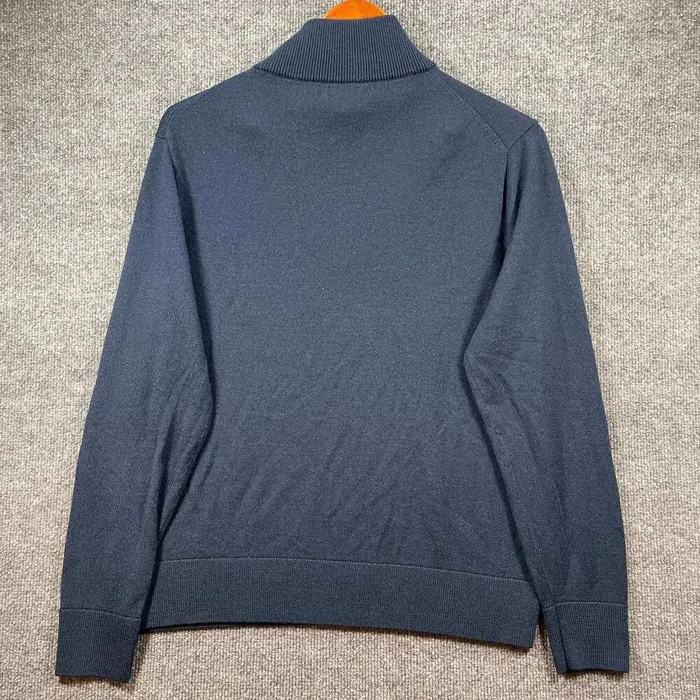 J. Crew 1/2 Zip Merino Wool Pullover Sweater Men's Large Blue Casual